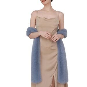 6626 71" X 6" Faux Fur Long Scarf For Women – Soft Plush Winter Wrap, Elegant